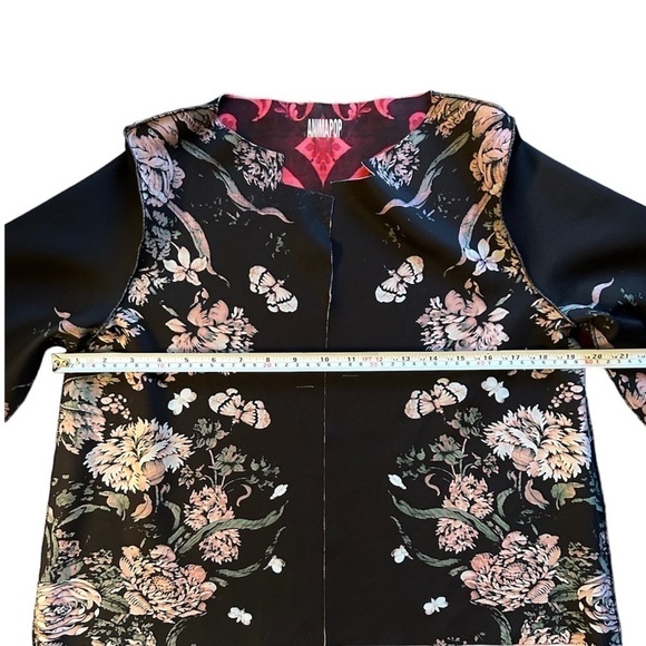 Animapop Jacket reversible floral black red pattern crop - Picture 11 of 12